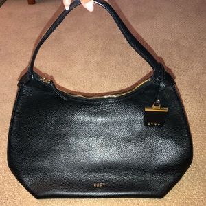 Black Leather DKNY Hobo Bag